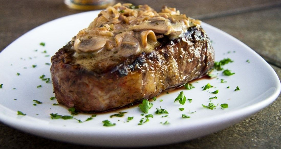 Broiled Steak with Shiitake Mushroom Sauce